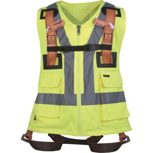 DeltaPlus HAR12GIL- Fall arrester harness with high visibility vest - 2 anchorage points (back/front)