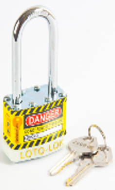 Laminated Steel Safety Lockout Padlock, Steel Body, REGULAR Shackle, with WHITE color Bumper. 2PTPSWKDL47