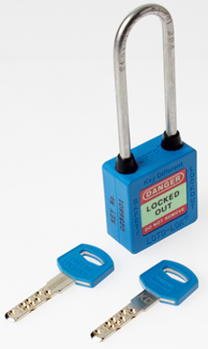 3-PTP (Three Point Traceability Padlock).</br> 
Color: BLUE. Stainless Steel (SS304 Grade) 3PTPBKDL80