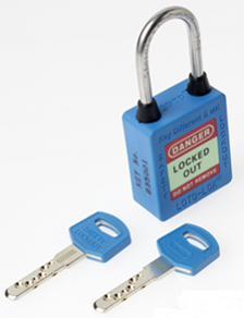 3-PTP (Three Point Traceability Padlock). 
Color: BLUE. Stainless Steel (SS304) Grade 3PTPBKDMKR40