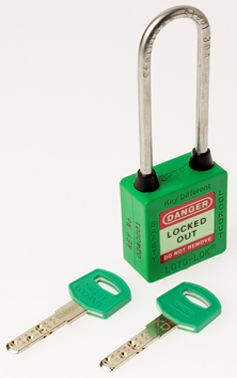 3-PTP (Three Point Traceability Padlock).</br> 
Color: GREEN. Stainless Steel (SS304 Grade) 3PTPGKDL80