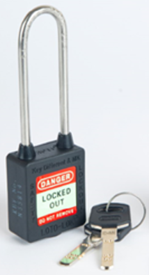 3-PTP (Three Point Traceability Padlock). 
Color: NOIR (BLACK). Stainless Steel (SS304 Grade) 3PTPNKDMKL80