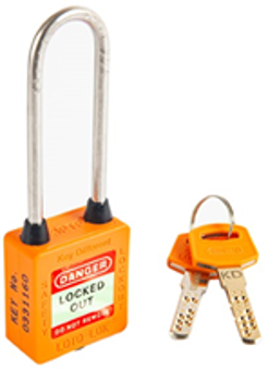 3-PTP (Three Point Traceability Padlock).</br> 
Color: ORANGE. Stainless Steel (SS304 Grade) 3PTPOKDL80