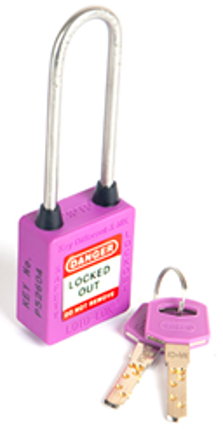 3-PTP (Three Point Traceability Padlock). 
Color: PURPLE. Stainless Steel (SS304 Grade) 3PTPPKDMKL80