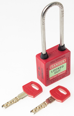 3-PTP (Three Point Traceability Padlock).</br> 
Color: RED. Stainless Steel (SS304 Grade) 3PTPRKDL80