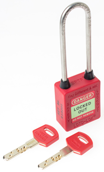 3-PTP (Three Point Traceability Padlock).</br> 
Color: RED. Stainless Steel (SS304 Grade) 3PTPRKDMKL80