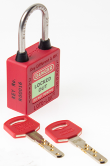 3-PTP (Three Point Traceability Padlock). 
Color: RED. Stainless Steel (SS304) 3PTPRKDMKR40