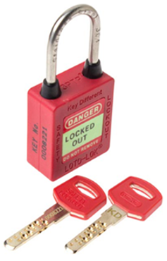 3-PTP (Three Point Traceability Padlock). 
Color: RED. Stainless Steel (SS304 Grade) 3PTPRKDR40