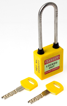 3-PTP (Three Point Traceability Padlock).</br> 
Color: YELLOW. Stainless Steel (SS304 Grade) 3PTPYKDL80