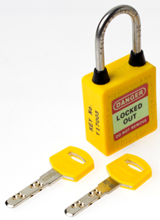 3-PTP (Three Point Traceability Padlock). 
Color: YELLOW. Stainless Steel (SS304 Grade) 3PTPYKDMKR40