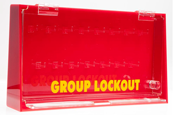 Group Lock Box - Acrylic construction with hinged door & 15 key hooks GLB‐AR15KH