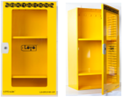 Lockout Station - Clear Fascia with 2 adjustable shelves. Powder Coated Steel LS-STLY-9C-CF