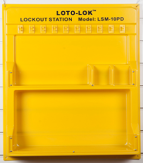 Lockout Station - 10 Hooks for locks or hasps + 
2 Tag Pockets and compartments to store 
LOTO products.  LSM‐10PD