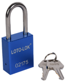 ALUMINIUM SAFETY PADLOCK with REGULAR Shackle. 
Color: BLUE. PD-ALBLKDS38