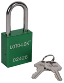 ALUMINIUM SAFETY PADLOCK with REGULAR Shackle. 
Color: GREEN. PD-ALGNKDS38