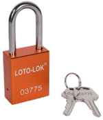 ALUMINIUM SAFETY PADLOCK with REGULAR Shackle. 
Color: ORANGE. PD-ALORKDS38