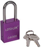 ALUMINIUM SAFETY PADLOCK with REGULAR Shackle. 
Color: PURPLE. PD-ALPRKDS38