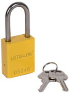 ALUMINIUM SAFETY PADLOCK with REGULAR Shackle. 
Color: YELLOW. PD-ALYLKDS38