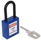 SAFETY LOCKOUT PADLOCK. Non-Conductive Nylon REGULAR Shackle. Color: BLUE.  PD-LQBLKDN38