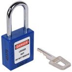 SAFETY LOCKOUT PADLOCK. Chrome Plated Steel REGULAR Shackle. Color: BLUE.  PD-LQBLKDS38