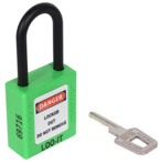 SAFETY LOCKOUT PADLOCK. Non-Conductive Nylon REGULAR Shackle. Color: GREEN.  PD-LQGNKDN38