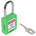 SAFETY LOCKOUT PADLOCK. Chrome Plated Steel REGULAR Shackle. Color: GREEN.  PD-LQGNKDS38