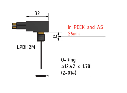 MacArtney LPBH2MAS Anodized aluminium LP bulkhead male