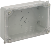 Sealed Junction box 220x170x80 Internal dimensions. IP65 IK07. ¼ turn screw - 6886