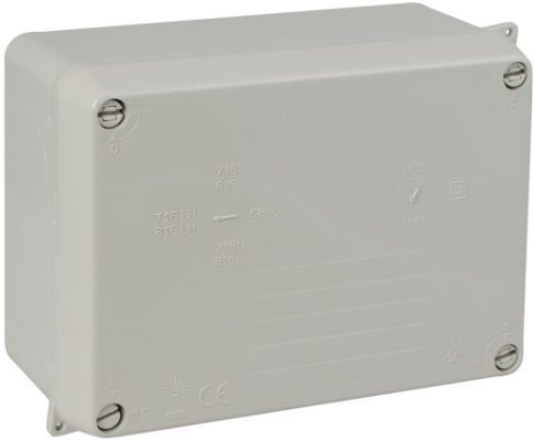 Sealed Junction box without cones 220x170x80 Internal dimensions. IP65 IK07. ¼ turn screw. - 886