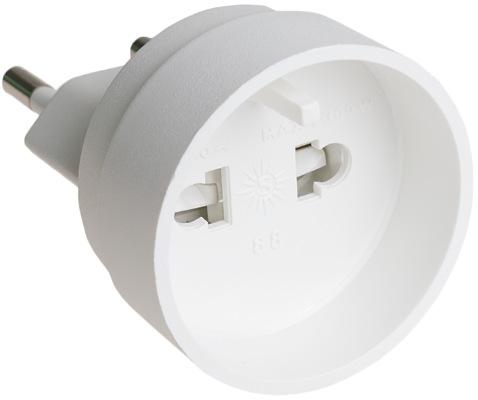 Travel socket adapter 2P, 10A 250V~. White colour. - 88U