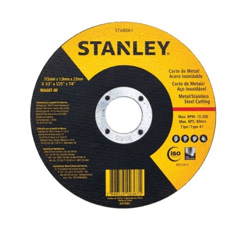 STANLEY 115 x 1 x 22.23mm Metal Stainless Steel Cutting Disc STA8061 