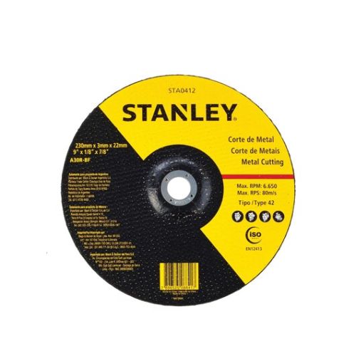 STANLEY 230 x 3 x 22.23mm Metal Stainless Steel Cutting Disc STA0412