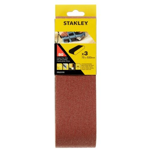 STANLEY Sanding Belts 75 x 533mm 80g STA33191-XJ